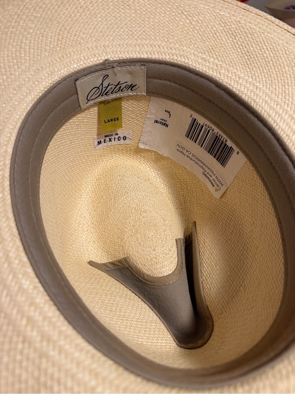 Stetson Natural Straw Ranch Hat with Gray Sweatband - Picture 2 of 3